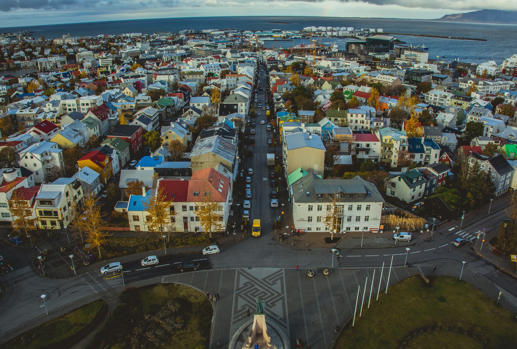 View of Reykjavík colourful rooftops
