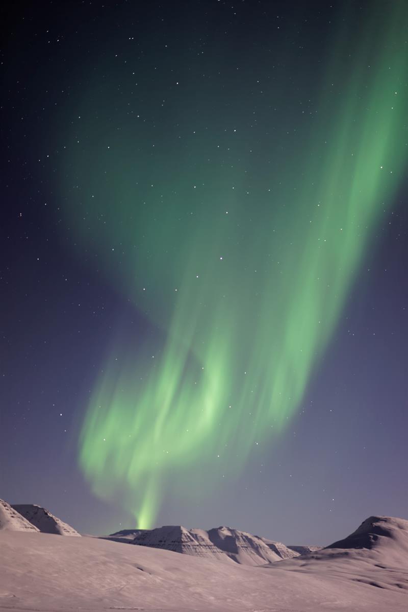 A starry night with Northern Lights in Iceland