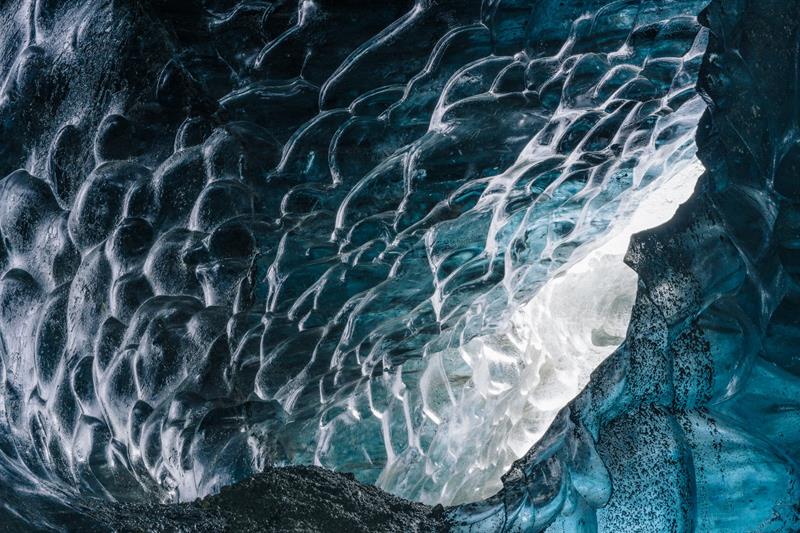 Most Icelandic ice caves are carved by glacial streams