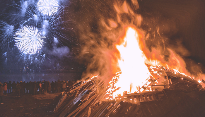 Firework show by the bonfire