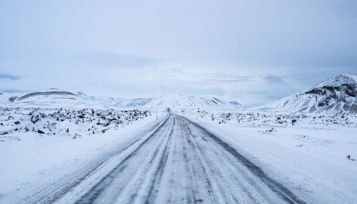 Icy Roads during winter in Iceland. Please drive safely